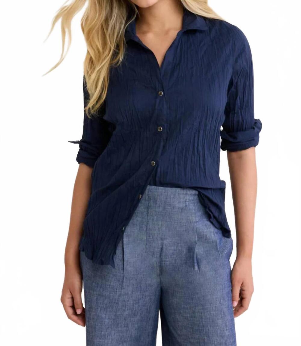 NEW NIC + ZOE cotton crinkle shirt in ink